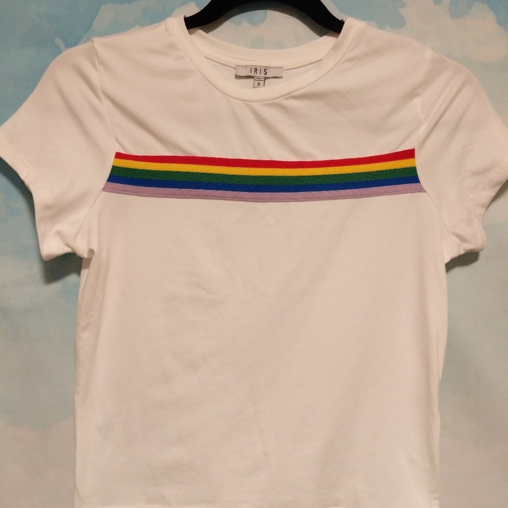 Dolls Kill Rainbow striped tshirt LGBTQ